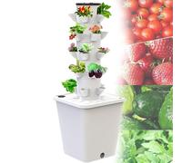 TIANTOO Tour De Jardin Hydroponique Verticale (10/15/20/25/30 Trous), avec Adaptateurs + Pompe À Eau, Culture Hors-Sol, Économie D'énergie, pour Herbes Aromatiques, Fruits Et Légumes,25 Holes