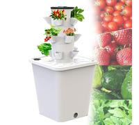 TIANTOO Tour De Jardin Hydroponique Verticale (10/15/20/25/30 Trous), avec Adaptateurs + Pompe À Eau, Culture Hors-Sol, Économie D'énergie, pour Herbes Aromatiques, Fruits Et Légumes,15 Holes