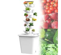 TIANTOO Tour De Jardin Hydroponique Verticale (10/15/20/25/30 Trous), avec Adaptateurs + Pompe À Eau, Culture Hors-Sol, Économie D'énergie, pour Herbes Aromatiques, Fruits Et Légumes,30 Holes