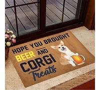 TIANTURNM Paillasson Interieur entree J'espère Que Vous Avez apporté de la bière et des friandises au Corgi paillasson paillassons hilarants Cadeaux pour Les Amateurs de Corgi Tapis salon 20"x32"