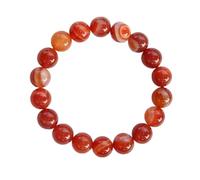 tianwandong Bracelet en Agate de Soie Rouge emmêlée avec Une Seule Boucle de Bracelet en calcédoine et Un Bracelet en Perles(10mm)