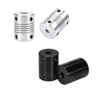 tianwandong Lot de 2 ou 4 coupleurs d'arbre flexibles 5 x 8 mm for moteur pas à CNC, en alliage d'aluminium, noir/argent, for pièces d'imprimante 3D(2pcs black 5x5)