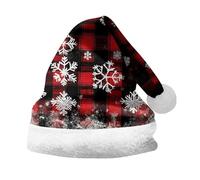 TianWlio Bonnet Noel Chapeau de Père Noël Adultes Grande Taille Bonnet de Noël avec Pompon Classique Confort Imprimé Chapeau de Noël Unisexe Christmas Accessoires de Noël
