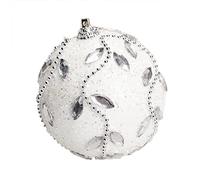 TianWlio Boule de Noel Decoration Sapin Noel Christmas Glitter Baubles Xmas Tree Ornament Decoration 8CM Jour Plume Réutilisable Boule de Noël Decoration Noel Interieur (White, One Size)