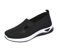 TianWlio Chaussures de Marche Femme Orthopédiques Basket sans Laçage Été Mains Libres Légère Respirante Amortissement Accru Confort Semelle Antidérapante Randonnée Slip on (Black, 41)