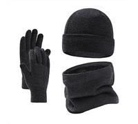 TianWlio Ensemble Bonnet Écharpe Gants pour Homme Femme Chapeaux Foulard Écran Tactile Gants Set Tricotés Chaud Unisexe Thermique Élastique Classique Cache-Cou Ski Musculation Accessoires Sportives