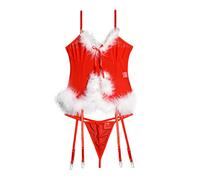 TianWlio Ensemble Lingerie de Noël Femme Charmant Déguisement Christmas Adulte Nuisettes Tenues Rouge Vêtements de Nuit Coquine Hot Babydoll Costume de Nuit (Red, S)