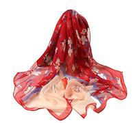 TianWlio Femme Écharpe en soie Silk Scarf Echarpe Châle Doux Etole Léger Leopard Wraps Echarpe Châle Ultra-Léger Respirant Elégant Echarpe Soie Mousseline de Soie (Watermelon Red, One Size)