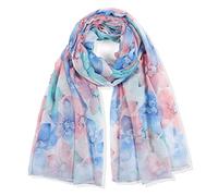 TianWlio Foulard En Soie Écharpe Chaude Femme - Châle Ultra-Léger Respirant Élégant Imprimé (ZAA-Blue, One Size)