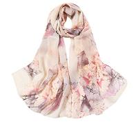 TianWlio Foulard En Soie Écharpe Chaude Femme Châle Ultra-Léger Respirant Élégant Imprimé (ZAB-Khaki, One Size)