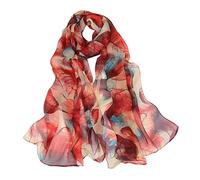 TianWlio Foulard en Soie Écharpe Chaude Femme - Châle Ultra-Léger Respirant Élégant Imprimé (ZAC-Red, One Size)