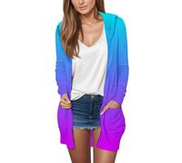 TianWlio Gilet Cardigan Femme Long Été Cardigan Léger Décontracté Ouverte Devant Manches Longues Respirant Confortable Élégant avec Poches Cardigan Doux Cardigan D'Extérieur Femmes