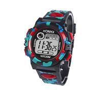 TianWlio Montre Enfant Numérique Filles Garçon Etanche Multifonction Montre Électronique avec Chronomètre Eclairage Alarme Calendrier Montre pour Cadeau Montre Garcon Fille 515 Ans (Red, One Size)