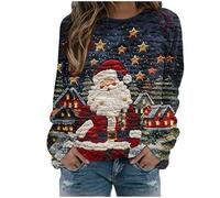 TianWlio Pull De Noël Femme Manches Longues Col Rond Noel Rigolo Sweat-Shirt Moche Multicolore Imprimé Décontracté Christmas Sweatshirt Confortable Oversize Famille Noël Pullover (Black, M)