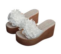 TianWlio Sandales à Talons Hauts et Plateformes pour Femmes Sandale à Fleurs Chaussures à Bout Ouvert Confort Été Chaussons Mode Antidérapant Chaussure de Loisirs (White, 41)