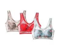 TianWlio Soutiens-Gorge Femme sans Armature Débardeur Fin Grandes Tailles Push Up Brassiere Imprimé sans Coutures Confortable Respirant Bra avec Coussinets Yoga Sport Brassières 3pc