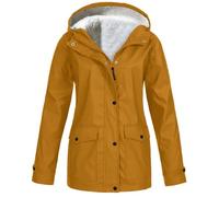 TianWlio Vêtements Imperméables Femme Hiver Chaud Polaire Veste de Pluie Long Manteaux avec Capuche D'extérieur Coupe-Vent Grande Taille Couleur Unie Décontracté Impermeable Randonnée Parka