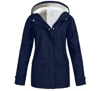 TianWlio Vêtements Imperméables Femme Hiver Chaud Polaire Veste de Pluie Long Manteaux avec Capuche D'extérieur Coupe-Vent Grande Taille Couleur Unie Décontracté Impermeable Randonnée Parka