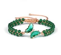 TIANXIAOQWE Accessoire papillon de perles de 4 mm, tissage double couche associé à un bracelet pull d'Europe et d'Amérique, Pierre Bois, Cristal