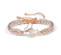 TIANXIAOQWE Accessoire papillon de perles de 4 mm, tissage double couche associé à un bracelet pull d'Europe et d'Amérique, Pierre Bois, Cristal