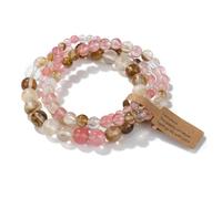 TIANXIAOQWE Bracelet 3 pièces de 4 mm/6 mm/8 mm avec perles en pierre élastique et combinaison simple pour homme et femme, 19cm, Pierre Bois, Cristal