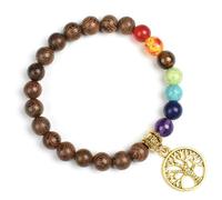 TIANXIAOQWE Bracelet 7 chakras en pierre de lave noire naturelle pour homme et femme 19 cm, Pierre, Quartz