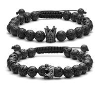 TIANXIAOQWE Bracelet avec pendentif en pierre pour homme et femme - Bracelet élastique, 19cm, Pierre Bois, Cristal