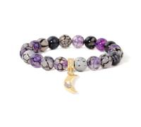 TIANXIAOQWE Bracelet avec pendentif lune d'été avec perles en pierre et agate pour homme et femme, Pierre Bois, Cristal