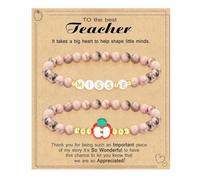 TIANXIAOQWE Bracelet de perles avec alphabet zèbre rose, Pierre Bois, Cristal