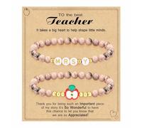 TIANXIAOQWE Bracelet de perles avec alphabet zèbre rose, Pierre Bois, Cristal