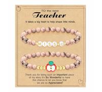 TIANXIAOQWE Bracelet de perles avec alphabet zèbre rose, Pierre Bois, Cristal