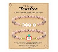 TIANXIAOQWE Bracelet de perles avec alphabet zèbre rose, Pierre Bois, Cristal