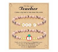 TIANXIAOQWE Bracelet de perles avec alphabet zèbre rose, Pierre Bois, Cristal