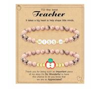 TIANXIAOQWE Bracelet de perles avec alphabet zèbre rose, Pierre Bois, Cristal