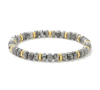 TIANXIAOQWE Bracelet de perles en pierre abaque de 4 x 6 mm pour femme, simple et polyvalent, adapté pour les hommes et les femmes, 19cm, Pierre Bois, Cristal