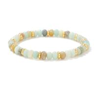 TIANXIAOQWE Bracelet de perles en pierre abaque de 4 x 6 mm pour femme, simple et polyvalent, adapté pour les hommes et les femmes, 19cm, Pierre Bois, Cristal