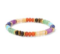 TIANXIAOQWE Bracelet de perles en pierre abaque de 4 x 6 mm pour femme, simple et polyvalent, adapté pour les hommes et les femmes, 19cm, Pierre Bois, Cristal