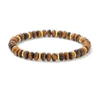 TIANXIAOQWE Bracelet de perles en pierre abaque de 4 x 6 mm pour femme, simple et polyvalent, adapté pour les hommes et les femmes, 19cm, Pierre Bois, Cristal
