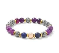 TIANXIAOQWE Bracelet de perles en pierre de 8 mm au style simple et bracelet en corde élastique pour homme et femme avec perles rondes d'Europe et d'Amérique, 19cm, Pierre Bois, Cristal