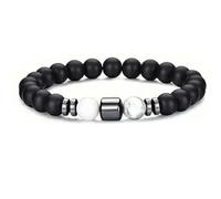 TIANXIAOQWE Bracelet de perles en pierre naturelle 8 mm noir givré entretoise élastique bracelet homme, Pierre Bois, Cristal
