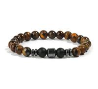 TIANXIAOQWE Bracelet de perles en pierre naturelle 8 mm noir givré entretoise élastique bracelet homme, Pierre Bois, Cristal