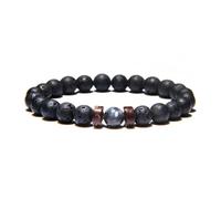 TIANXIAOQWE Bracelet de perles en pierre naturelle européenne et américaine de 6 mm en pierre volcanique élastique pour homme et femme, Pierre Bois, Cristal