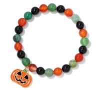 TIANXIAOQWE Bracelet de perles en pierre pour homme Motif citrouille d'Halloween Couleurs mélangées, 19cm, Pierre Bois, Cristal