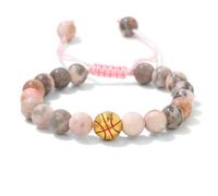 TIANXIAOQWE Bracelet de perles en pierre zèbre rose de 8 mm pour homme et femme, Pierre Bois, Cristal