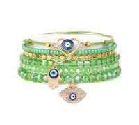TIANXIAOQWE Bracelet de perles multirangs bohème pour femme style ethnique pendentif accessoire, Pierre Bois, Cristal