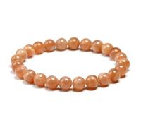TIANXIAOQWE Bracelet de perles pour femme avec pierre de soleil naturelle extensible fait à la main, 21cm 8.3inch, Pierre Bois, Cristal
