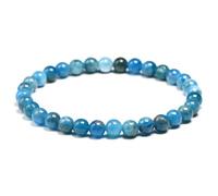 TIANXIAOQWE Bracelet de perles rondes en apatite naturelle bleu océan 6 mm, 8 mm, 10 mm, 16cm 6.3inch, Pierre Bois, Cristal