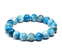 TIANXIAOQWE Bracelet de perles rondes en apatite naturelle bleu océan 6 mm, 8 mm, 10 mm, 18cm 7.0inch, Pierre Bois, Cristal