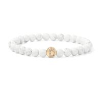 TIANXIAOQWE Bracelet d'été 26 lettres anglaises pour femme 6 mm en pierre de pin blanc et perles de demoiselle d'honneur, 19cm, Pierre Bois, Cristal