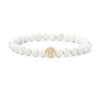 TIANXIAOQWE Bracelet d'été 26 lettres anglaises pour femme 6 mm en pierre de pin blanc et perles de demoiselle d'honneur, 19cm, Pierre Bois, Cristal